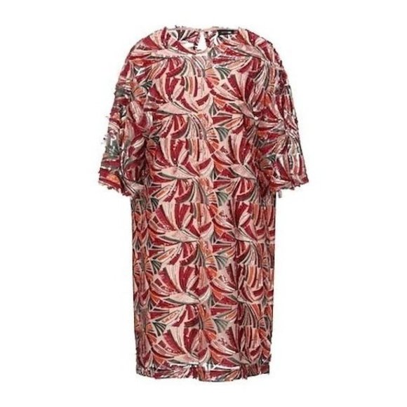 Ottod Ame NWT Fringe Embroidered Sequin Dress Tunic Shift Sheer With Liner 38 2 - Picture 1 of 7